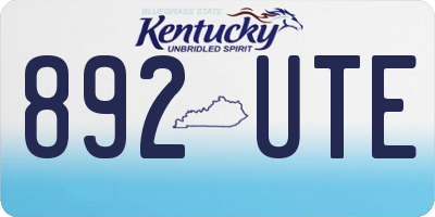 KY license plate 892UTE