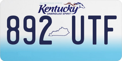 KY license plate 892UTF