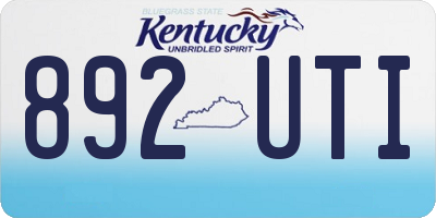 KY license plate 892UTI