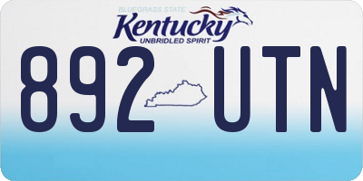 KY license plate 892UTN