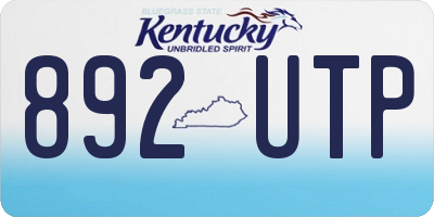 KY license plate 892UTP