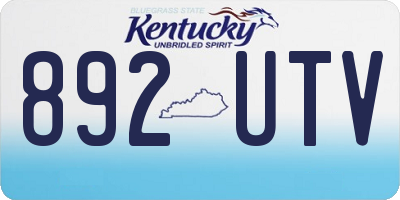 KY license plate 892UTV
