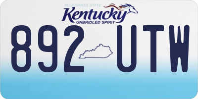 KY license plate 892UTW