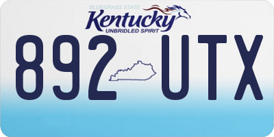 KY license plate 892UTX