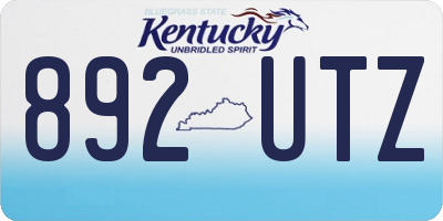KY license plate 892UTZ