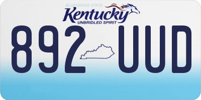 KY license plate 892UUD