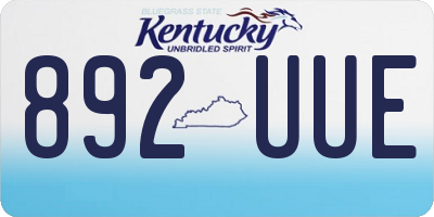 KY license plate 892UUE