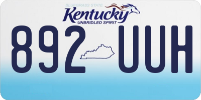 KY license plate 892UUH