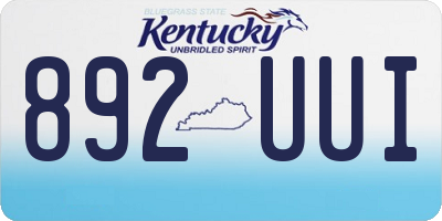 KY license plate 892UUI