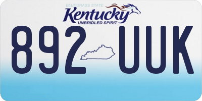 KY license plate 892UUK