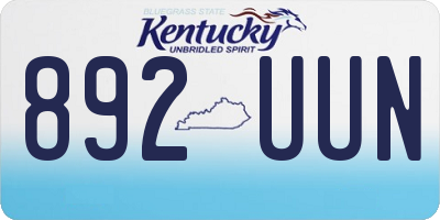 KY license plate 892UUN