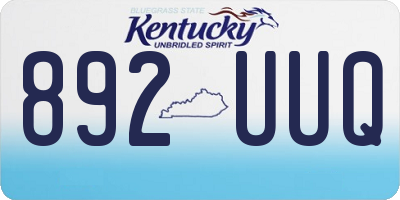 KY license plate 892UUQ