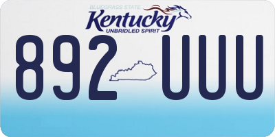 KY license plate 892UUU