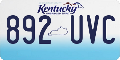 KY license plate 892UVC