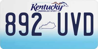 KY license plate 892UVD