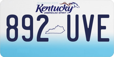 KY license plate 892UVE