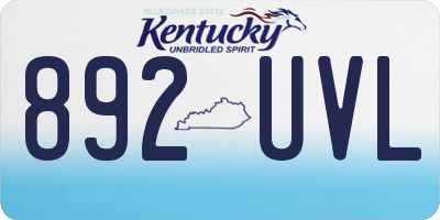 KY license plate 892UVL
