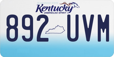 KY license plate 892UVM