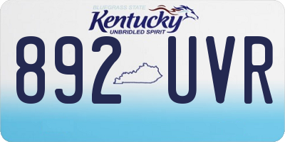 KY license plate 892UVR