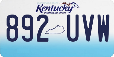 KY license plate 892UVW