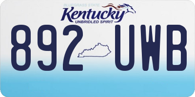 KY license plate 892UWB