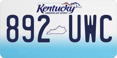 KY license plate 892UWC