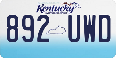 KY license plate 892UWD