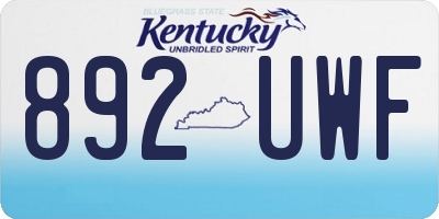 KY license plate 892UWF