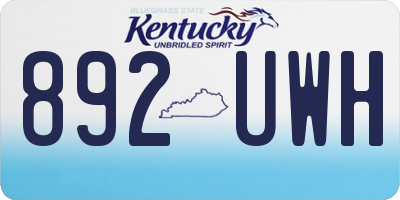 KY license plate 892UWH