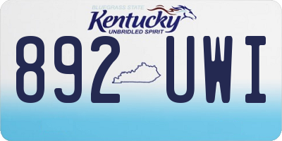 KY license plate 892UWI