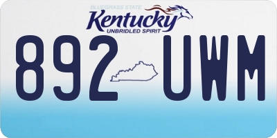 KY license plate 892UWM