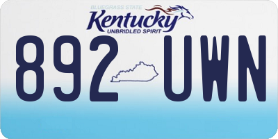 KY license plate 892UWN