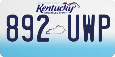 KY license plate 892UWP