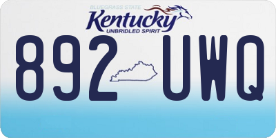 KY license plate 892UWQ