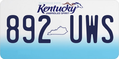 KY license plate 892UWS