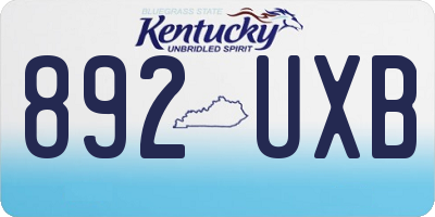 KY license plate 892UXB