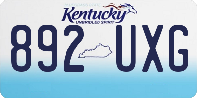 KY license plate 892UXG