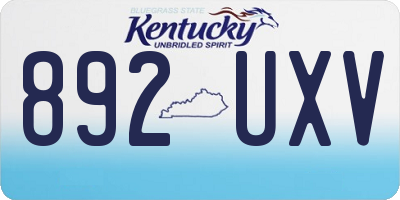 KY license plate 892UXV