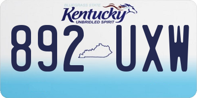 KY license plate 892UXW