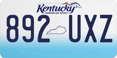 KY license plate 892UXZ