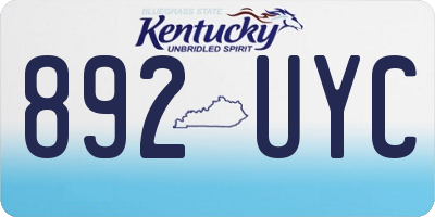 KY license plate 892UYC