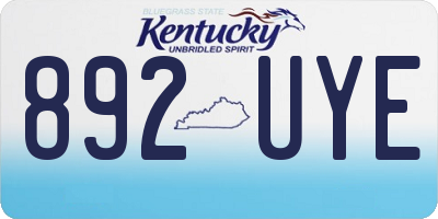 KY license plate 892UYE