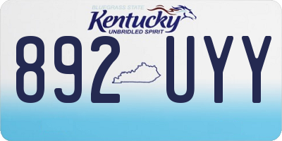 KY license plate 892UYY