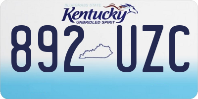 KY license plate 892UZC