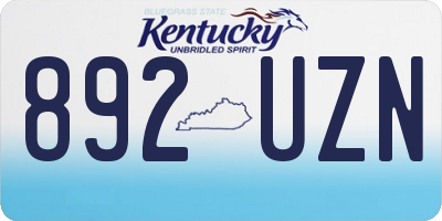 KY license plate 892UZN