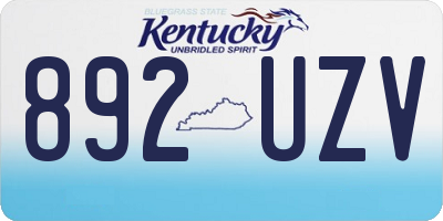 KY license plate 892UZV