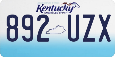 KY license plate 892UZX