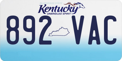 KY license plate 892VAC