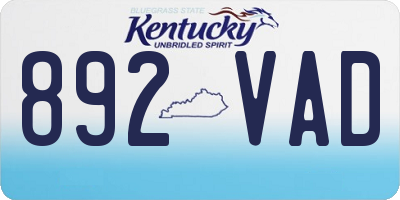 KY license plate 892VAD