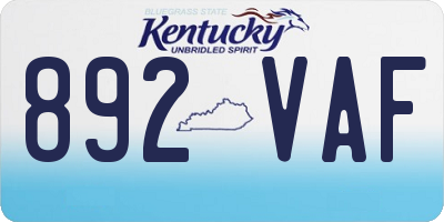 KY license plate 892VAF